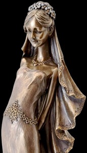 Veronese bryllupsfigur i bronze – elegant brud med slør og kjole